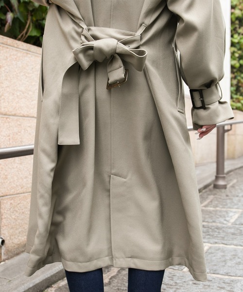 PairPair(ペアペア)の「ソデボリュームトレンチコート(トレンチコート・レディース・ベージュ/ダークパープル/ライトグリーン・MEDIUM/SMALL)」の15枚目の写真