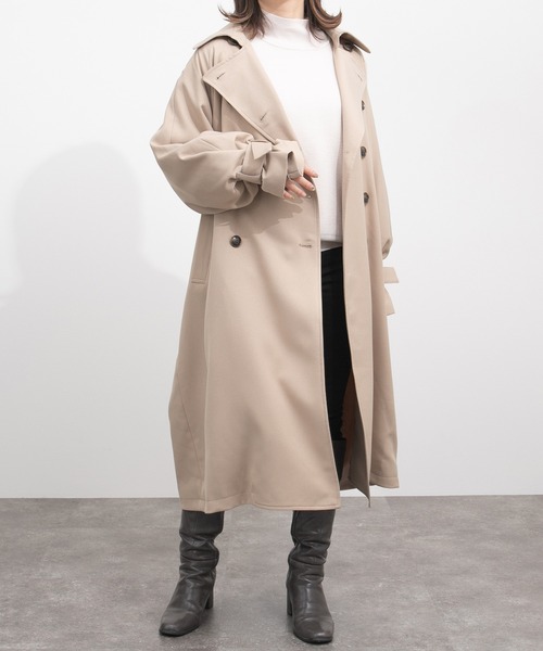 PairPair(ペアペア)の「ソデボリュームトレンチコート(トレンチコート・レディース・ベージュ/ダークパープル/ライトグリーン・MEDIUM/SMALL)」の17枚目の写真