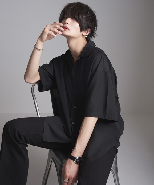 ADRER(アドラー)の「【ADRER】extra drape TR open collar shirt(シャツ/ブラウス・メンズ・ホワイト/グレイッシュベージュ/ブラック/チョコ/チャコールグレー/ブルー・X-SMALL/SMALL/LARGE/MEDIUM)」の3枚目の写真