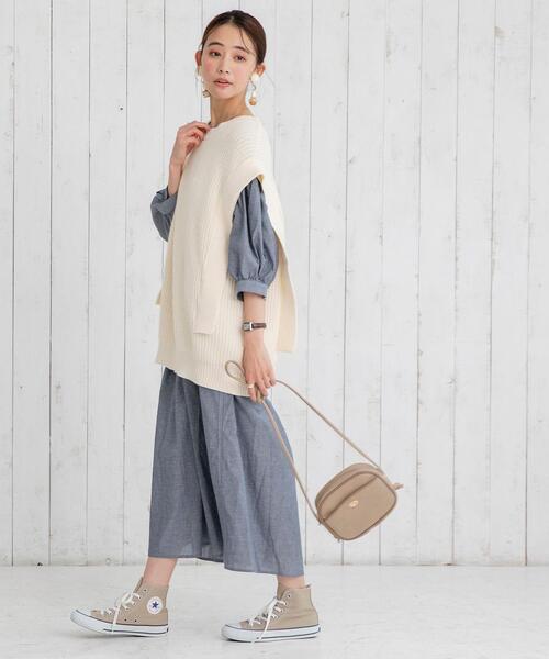 coen（コーエン）の「ヨクバリネン・マキシ丈ギャザーワンピース#（ワンピース・レディース・ベージュ/ネイビー/イエロー・FREE）」の13枚目の写真