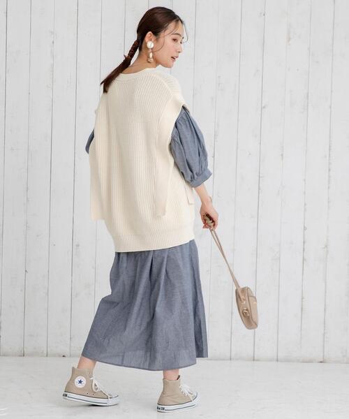 coen（コーエン）の「ヨクバリネン・マキシ丈ギャザーワンピース#（ワンピース・レディース・ベージュ/ネイビー/イエロー・FREE）」の14枚目の写真