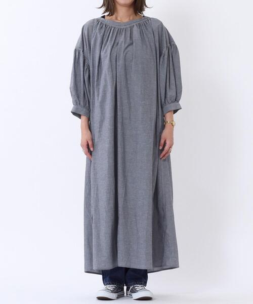 coen（コーエン）の「ヨクバリネン・マキシ丈ギャザーワンピース#（ワンピース・レディース・ベージュ/ネイビー/イエロー・FREE）」の17枚目の写真