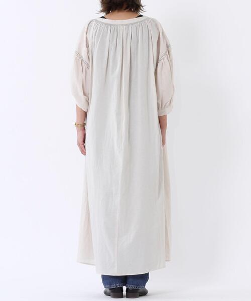 coen（コーエン）の「ヨクバリネン・マキシ丈ギャザーワンピース#（ワンピース・レディース・ベージュ/ネイビー/イエロー・FREE）」の7枚目の写真