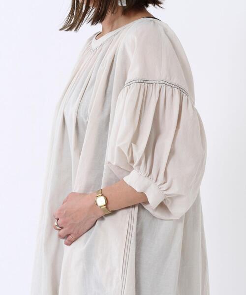 coen（コーエン）の「ヨクバリネン・マキシ丈ギャザーワンピース#（ワンピース・レディース・ベージュ/ネイビー/イエロー・FREE）」の9枚目の写真