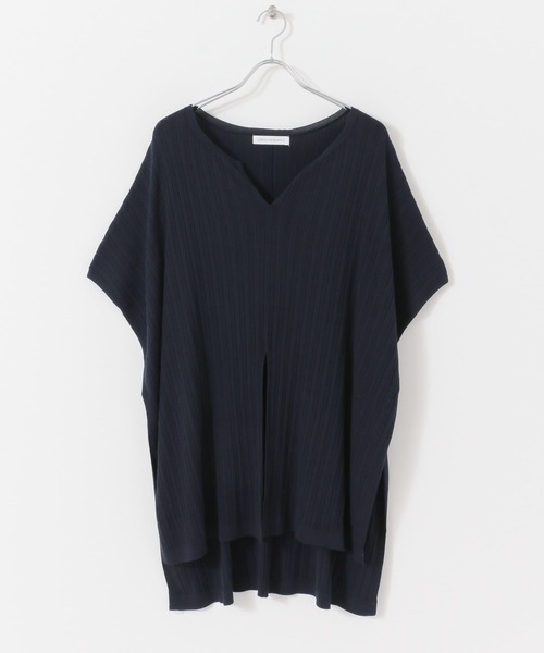 URBAN RESEARCH（アーバンリサーチ）の「リブポンチョニット（ニット/セーター・レディース・キャメル/グレー系その他/ネイビー・FREE）」の4枚目の写真