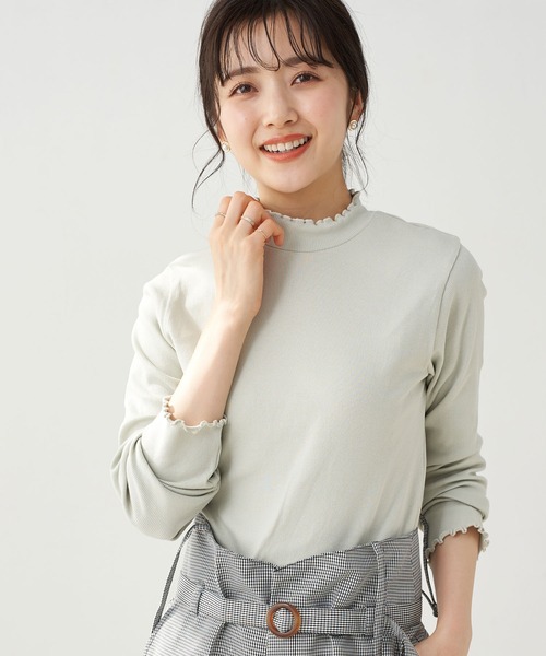 earth music&ecology（アースミュージックアンドエコロジー）の「ハイネックメローリブ長袖プルオーバー  ＊（Tシャツ/カットソー・レディース・アイボリー/ブラック/その他7/ミント/ブルー系その他2/ライトピンク・M/S）」の4枚目の写真