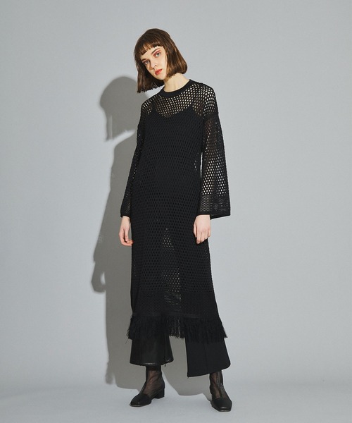 UNITED TOKYO（ユナイテッドトウキョウ）の「バックデザインメッシュニットワンピース（ワンピース・レディース・ブラック/グリーン・0）」の22枚目の写真