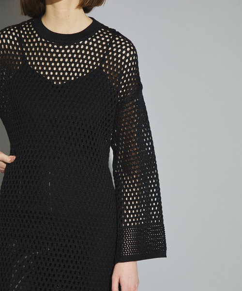 UNITED TOKYO（ユナイテッドトウキョウ）の「バックデザインメッシュニットワンピース（ワンピース・レディース・ブラック/グリーン・0）」の15枚目の写真