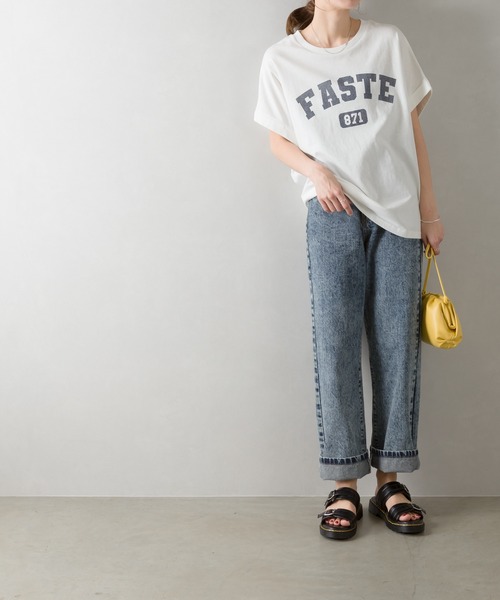 SpRay(スプレイ)の「カレッジ871ロゴドルマンTシャツ(Tシャツ/カットソー・レディース・チャコールグレー/オフホワイト/ブルー/グリーン/ラベンダー/グレイッシュベージュ・FREE)」の1枚目の写真