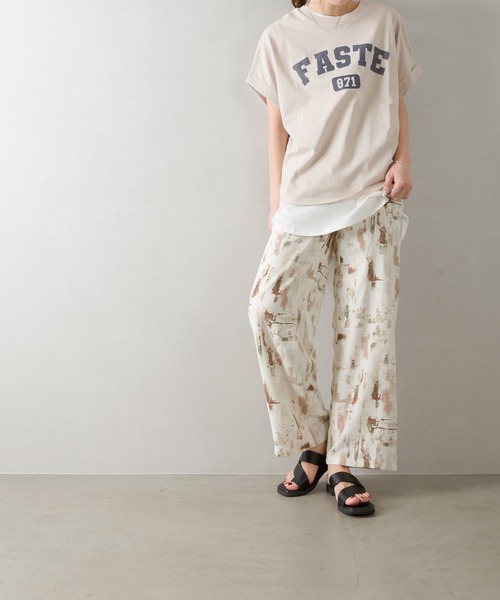 SpRay(スプレイ)の「カレッジ871ロゴドルマンTシャツ(Tシャツ/カットソー・レディース・チャコールグレー/オフホワイト/ブルー/グリーン/ラベンダー/グレイッシュベージュ・FREE)」の3枚目の写真