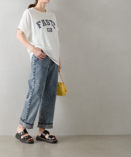 SpRay(スプレイ)の「カレッジ871ロゴドルマンTシャツ(Tシャツ/カットソー・レディース・チャコールグレー/オフホワイト/ブルー/グリーン/ラベンダー/グレイッシュベージュ・FREE)」の13枚目の写真