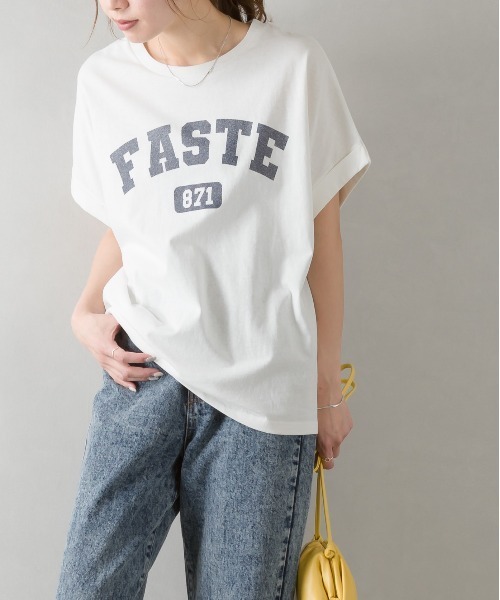 SpRay(スプレイ)の「カレッジ871ロゴドルマンTシャツ(Tシャツ/カットソー・レディース・チャコールグレー/オフホワイト/ブルー/グリーン/ラベンダー/グレイッシュベージュ・FREE)」の22枚目の写真