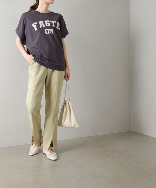 SpRay(スプレイ)の「カレッジ871ロゴドルマンTシャツ(Tシャツ/カットソー・レディース・チャコールグレー/オフホワイト/ブルー/グリーン/ラベンダー/グレイッシュベージュ・FREE)」の7枚目の写真