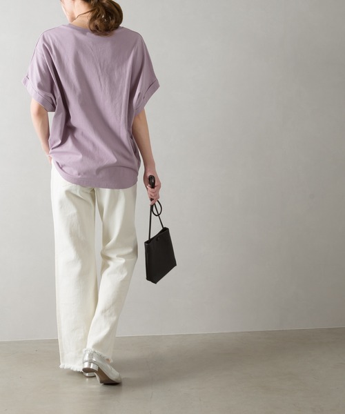 SpRay(スプレイ)の「カレッジ871ロゴドルマンTシャツ(Tシャツ/カットソー・レディース・チャコールグレー/オフホワイト/ブルー/グリーン/ラベンダー/グレイッシュベージュ・FREE)」の14枚目の写真
