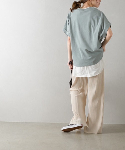 SpRay(スプレイ)の「カレッジ871ロゴドルマンTシャツ(Tシャツ/カットソー・レディース・チャコールグレー/オフホワイト/ブルー/グリーン/ラベンダー/グレイッシュベージュ・FREE)」の8枚目の写真