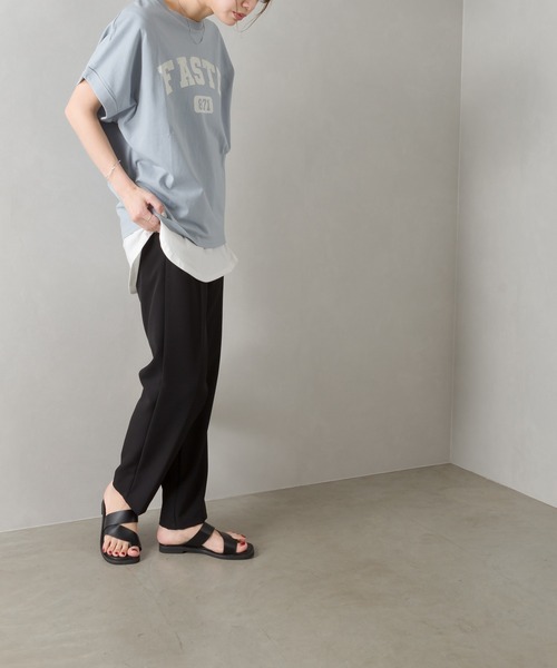 SpRay(スプレイ)の「カレッジ871ロゴドルマンTシャツ(Tシャツ/カットソー・レディース・チャコールグレー/オフホワイト/ブルー/グリーン/ラベンダー/グレイッシュベージュ・FREE)」の18枚目の写真