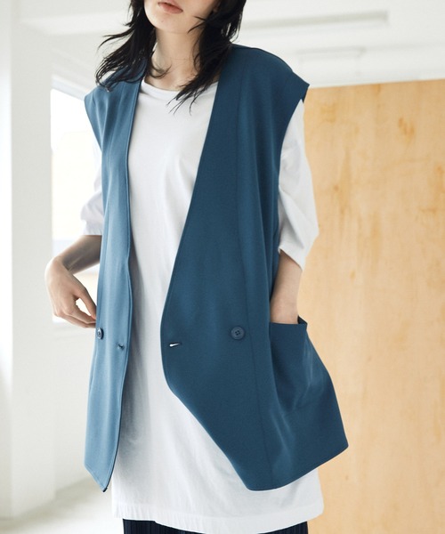 EMMA CLOTHES（エマクローズ）の「ルーズシルエットオーバーサイズジレベスト EMMA CLOTHES（ベスト・メンズ・ブルー/グリーン系その他/グレイッシュベージュ・M/L）」の18枚目の写真