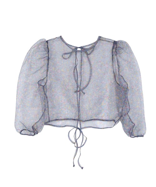 Figments（フィグメンツ）の「花柄シアートップ（シャツ/ブラウス・レディース・ブルー/ブラック・FREE）」の5枚目の写真