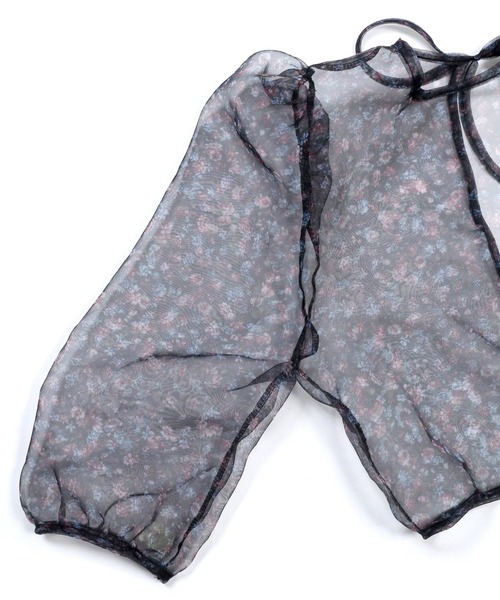 Figments（フィグメンツ）の「花柄シアートップ（シャツ/ブラウス・レディース・ブルー/ブラック・FREE）」の7枚目の写真