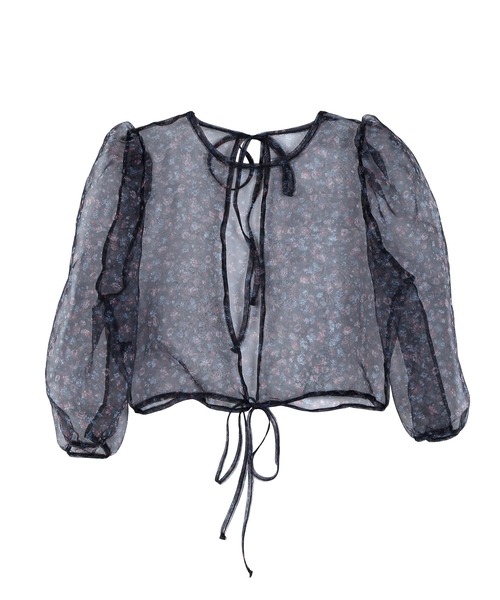 Figments（フィグメンツ）の「花柄シアートップ（シャツ/ブラウス・レディース・ブルー/ブラック・FREE）」の12枚目の写真