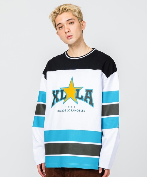 XLARGE(エクストララージ)の「XLLA HOCKEY SHIRT(Tシャツ/カットソー・メンズ・ホワイト/ブラック・S/M/L/XL)」の2枚目の写真