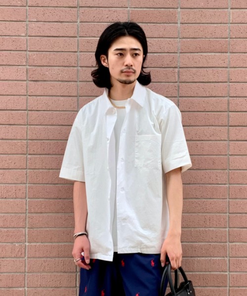 CIAOPANIC(チャオパニック)の「シリコン加工ショートスリーブビッグシャツ(シャツ/ブラウス・メンズ・カーキ/ベージュ/オフホワイト/サックスブルー・LARGE/MEDIUM)」の2枚目の写真