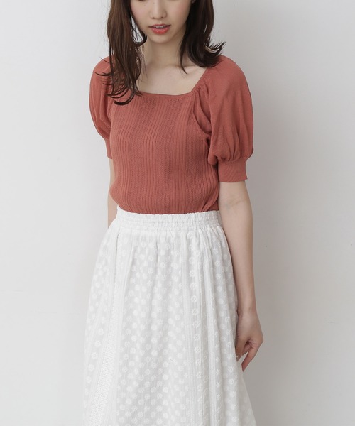 FREE'S MART（フリーズマート）の「◆編地ミックスシアースリーブニット（ニット/セーター・レディース・ブラック/ホワイト/ピンク/グリーン・FREE）」の4枚目の写真