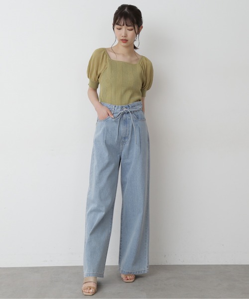 FREE'S MART（フリーズマート）の「◆編地ミックスシアースリーブニット（ニット/セーター・レディース・ブラック/ホワイト/ピンク/グリーン・FREE）」の6枚目の写真