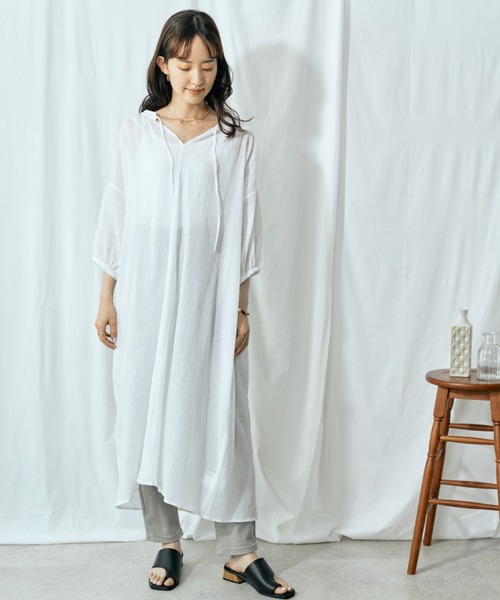 Amourire(アムリール)の「カフタンOP(ワンピース・レディース・ブラック/オフホワイト/カーキ/モカ・M)」の2枚目の写真