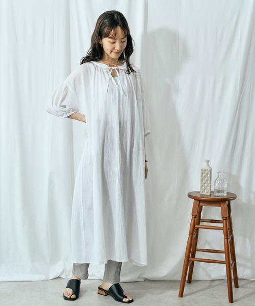 Amourire(アムリール)の「カフタンOP(ワンピース・レディース・ブラック/オフホワイト/カーキ/モカ・M)」の8枚目の写真