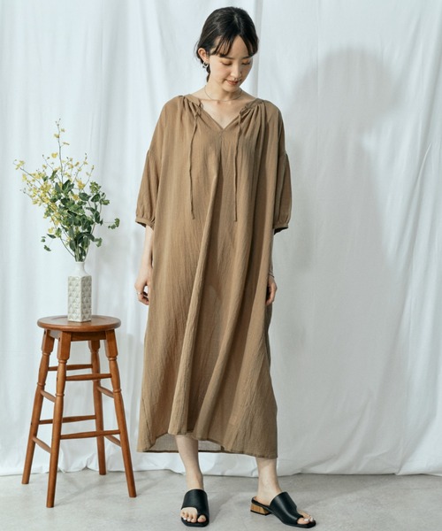 Amourire(アムリール)の「カフタンOP(ワンピース・レディース・ブラック/オフホワイト/カーキ/モカ・M)」の9枚目の写真