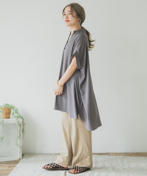 ITEMS URBANRESEARCH（アイテムズ アーバンリサーチ）の「スキッパードルマンシャツチュニック（シャツ/ブラウス・レディース・チャコールグレー/モカ/ホワイト・FREE）」の8枚目の写真