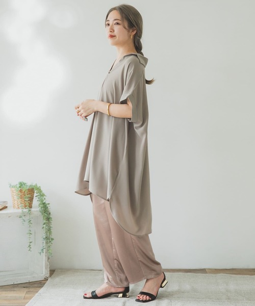 ITEMS URBANRESEARCH（アイテムズ アーバンリサーチ）の「スキッパードルマンシャツチュニック（シャツ/ブラウス・レディース・チャコールグレー/モカ/ホワイト・FREE）」の5枚目の写真