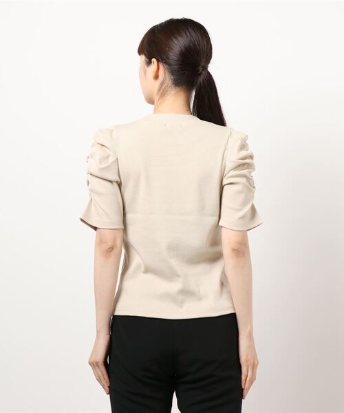 NOMAE（ノーマエ）の「【NOMAE】ギャザースリーブカットソー（Tシャツ/カットソー・レディース・ホワイト/ブラック/ベージュ/ライトグリーン・FREE）」の6枚目の写真