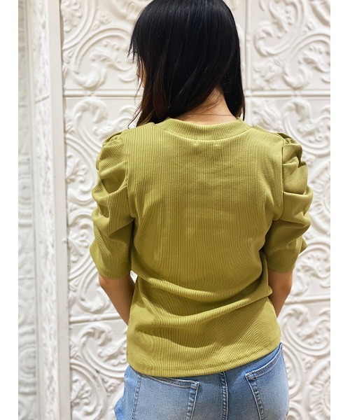 NOMAE（ノーマエ）の「【NOMAE】ギャザースリーブカットソー（Tシャツ/カットソー・レディース・ホワイト/ブラック/ベージュ/ライトグリーン・FREE）」の8枚目の写真