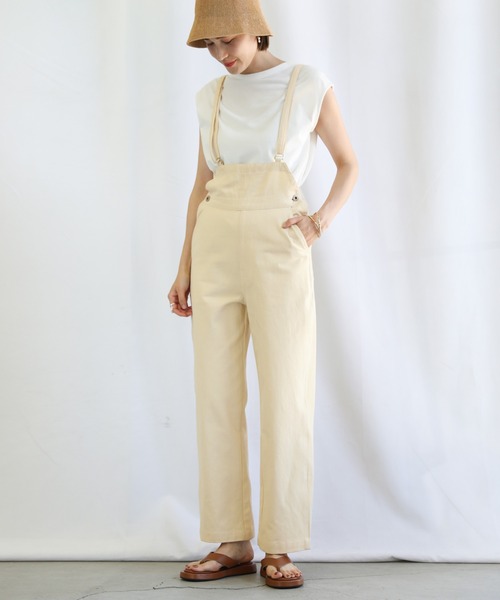 select MOCA（セレクトモカ）の「2021 SS アシンメトリーコットンオールインワン（つなぎ/オールインワン・レディース・ブラック/アイボリー・FREE）」の9枚目の写真