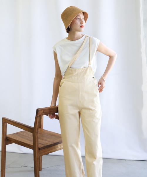 select MOCA（セレクトモカ）の「2021 SS アシンメトリーコットンオールインワン（つなぎ/オールインワン・レディース・ブラック/アイボリー・FREE）」の7枚目の写真