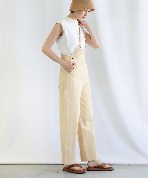 select MOCA（セレクトモカ）の「2021 SS アシンメトリーコットンオールインワン（つなぎ/オールインワン・レディース・ブラック/アイボリー・FREE）」の5枚目の写真