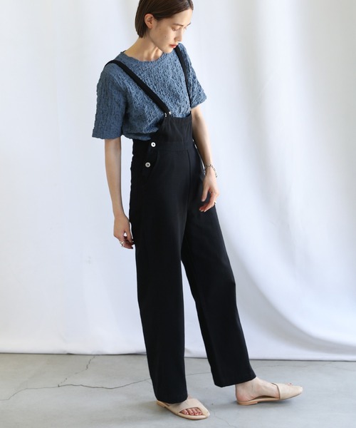 select MOCA（セレクトモカ）の「2021 SS アシンメトリーコットンオールインワン（つなぎ/オールインワン・レディース・ブラック/アイボリー・FREE）」の14枚目の写真