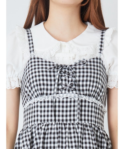 Ank Rouge（アンクルージュ）の「スピンドルギンガムキャミワンピース（ワンピース・レディース・ブラック/ブルー/ピンク・M）」の7枚目の写真