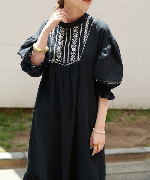 DISCOAT(ディスコート)の「刺繍ワンピース(ワンピース・レディース・ブラック/オフホワイト/ライトベージュ/グリーン・FREE)」の18枚目の写真