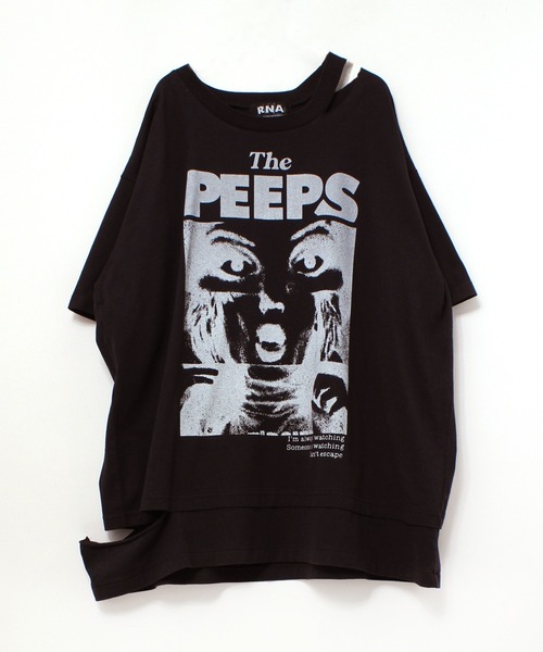 RNA（アールエヌエー）の「M1709 PEEPSカッティングルーズTシャツ（Tシャツ/カットソー・レディース・ホワイト/ブラック/レッド・MEDIUM）」の2枚目の写真