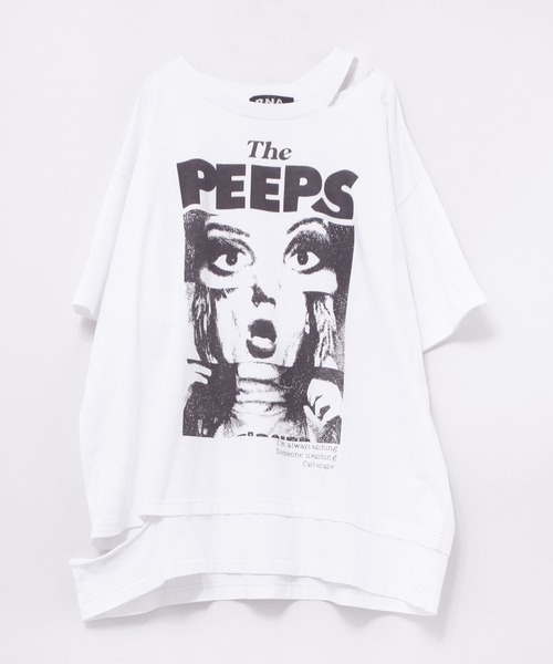 RNA（アールエヌエー）の「M1709 PEEPSカッティングルーズTシャツ（Tシャツ/カットソー・レディース・ホワイト/ブラック/レッド・MEDIUM）」の4枚目の写真