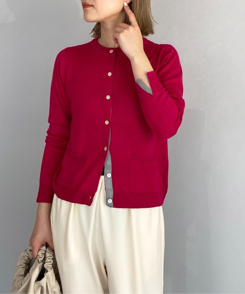 PICCIN(ピッチン)の「シェルボタンバイカラーカーディガン(カーディガン/ボレロ・レディース・ブラック/ライトグレー/ベージュ/ブルー/ピンクベージュ/チェリーピンク・M)」の18枚目の写真