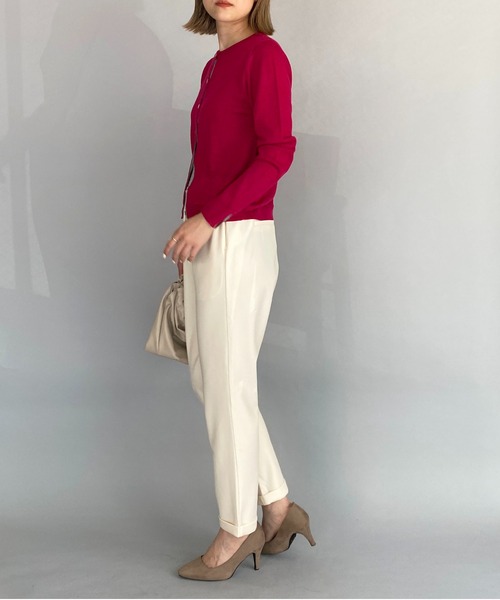 PICCIN(ピッチン)の「シェルボタンバイカラーカーディガン(カーディガン/ボレロ・レディース・ブラック/ライトグレー/ベージュ/ブルー/ピンクベージュ/チェリーピンク・M)」の20枚目の写真