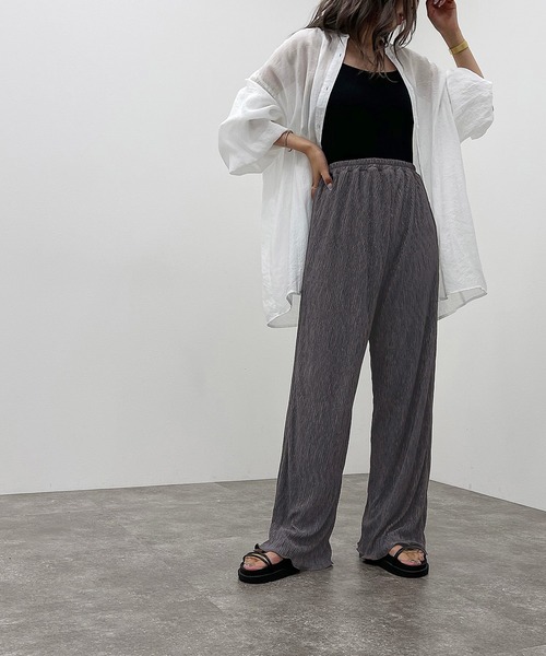 apres jour mignon（アプレジュールミニョン）の「楊柳プリーツイージーパンツ 【ZOZOTOWN限定アイテム】（その他パンツ・レディース・チャコールグレー/ブラック/パープル/ブルー/グリーン系その他3・SMALL/MEDIUM/X-LARGE）」の9枚目の写真