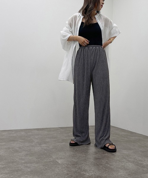 apres jour mignon（アプレジュールミニョン）の「楊柳プリーツイージーパンツ 【ZOZOTOWN限定アイテム】（その他パンツ・レディース・チャコールグレー/ブラック/パープル/ブルー/グリーン系その他3・SMALL/MEDIUM/X-LARGE）」の10枚目の写真