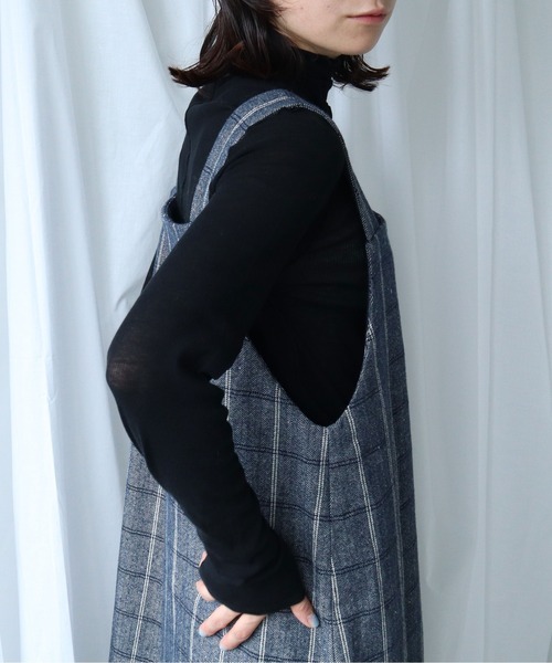 Lene（レネ）の「ヘリンボンチェック　コクーンワンピース（ワンピース・レディース・ネイビー/ブラウン・FREE）」の22枚目の写真