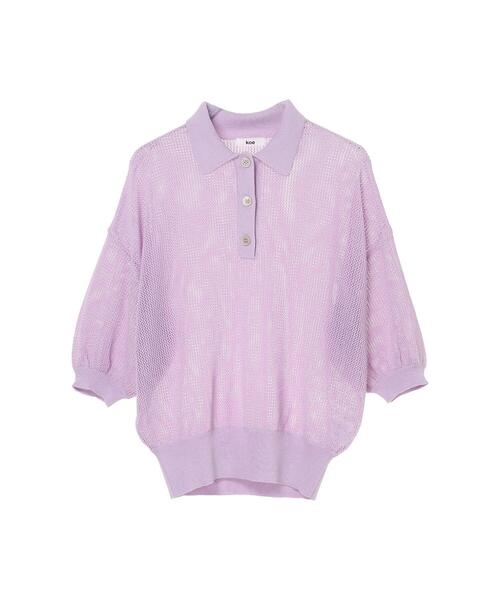 koe(コエ)の「シアーニットポロシャツ*(ニット/セーター・レディース・グリーン系その他3/パープル/アイボリー・FREE)」の21枚目の写真