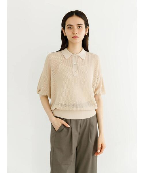 koe(コエ)の「シアーニットポロシャツ*(ニット/セーター・レディース・グリーン系その他3/パープル/アイボリー・FREE)」の18枚目の写真